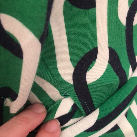 ⛓️Banana Republic Chain Print Green & Navy Wrap Dress SzM⛓️ - Picture 3 of 5